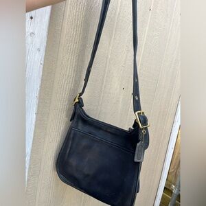 Coach Black Leather Crossbody Bag with Gold Accents
